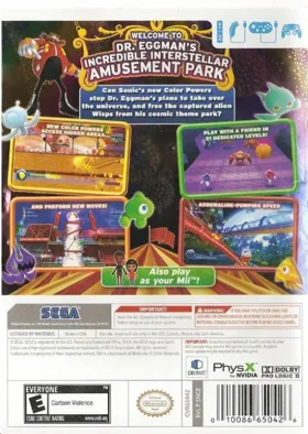 Sonic Colors box cover back